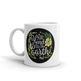 Be Kind To The Earth Floral Plant Bohemian Illustration Statement White Glossy Coffee Tea Cup Mug, Mug, $ 17.50, A Moment Of Now™